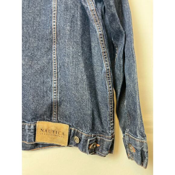 Vintage Men's Denim Trucker Jacket Size XXL Nautica Dark Denim Y2K Grunge - Picture 3 of 14